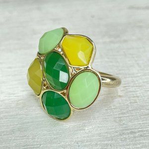 Designer Womens Gold Plated Yellow Green Ring 7.5